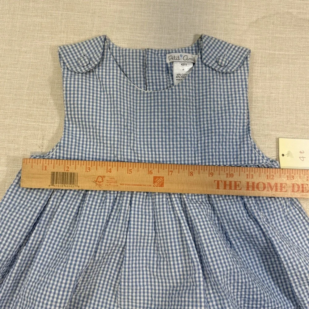 Petit Ami Dress Kids 4 Blue Gingham Seersucker Coastal Nautical Southern